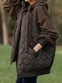Damen Jacke Steppjacke mit Kapuze - Warmer Wintermantel in Braun mit Taschen